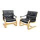 Pair of Leather Lounge Chairs by Åke Fribytter for Nelo Kroken 1960s
