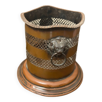 Copper table planter with lion heads - 19th century