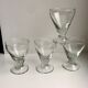 set of 5 glasses with thick bottom feet early twentieth century