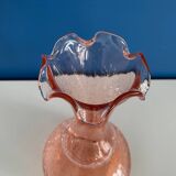 Vase en verre craquelé rose