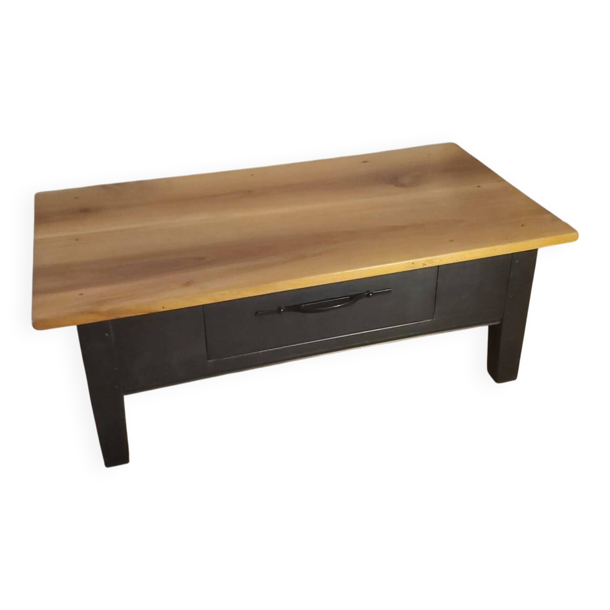Coffee table living room solid fruit wood black antique legs