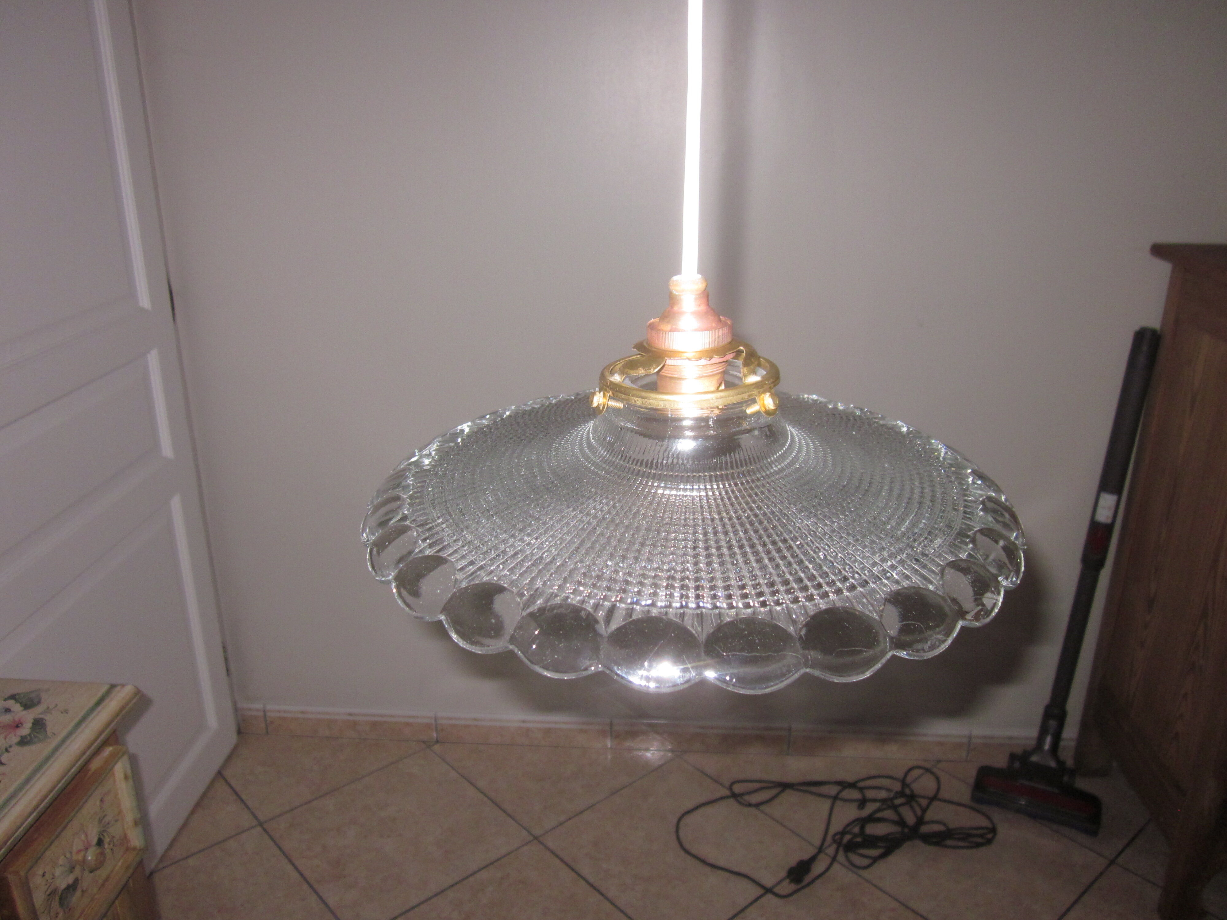 Glass hanging lamp of the 50s