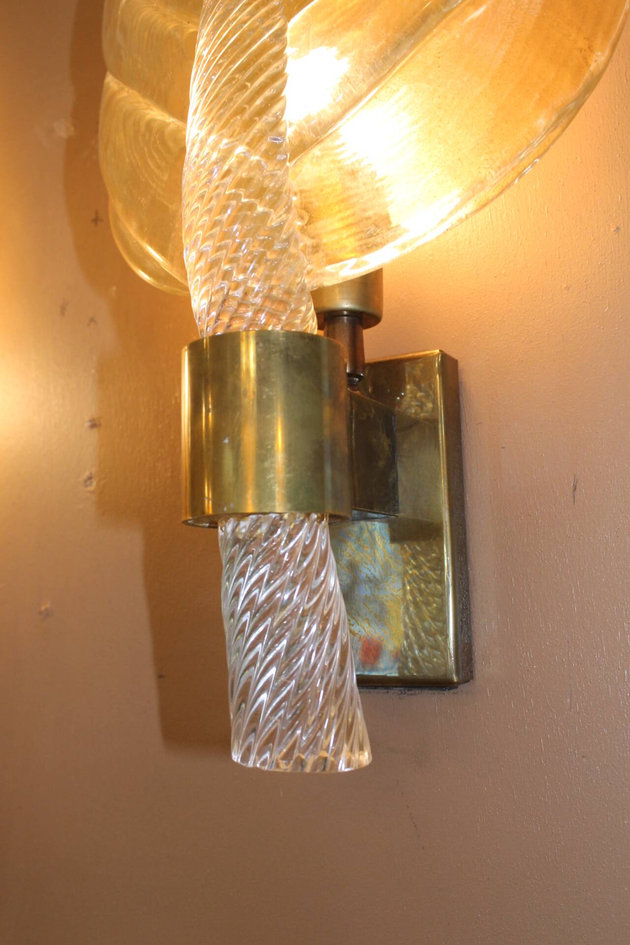 Pair of Murano glass wall lights, Toso