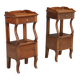 Antique walnut bedside tables with drawer, Italy, 19th century.
