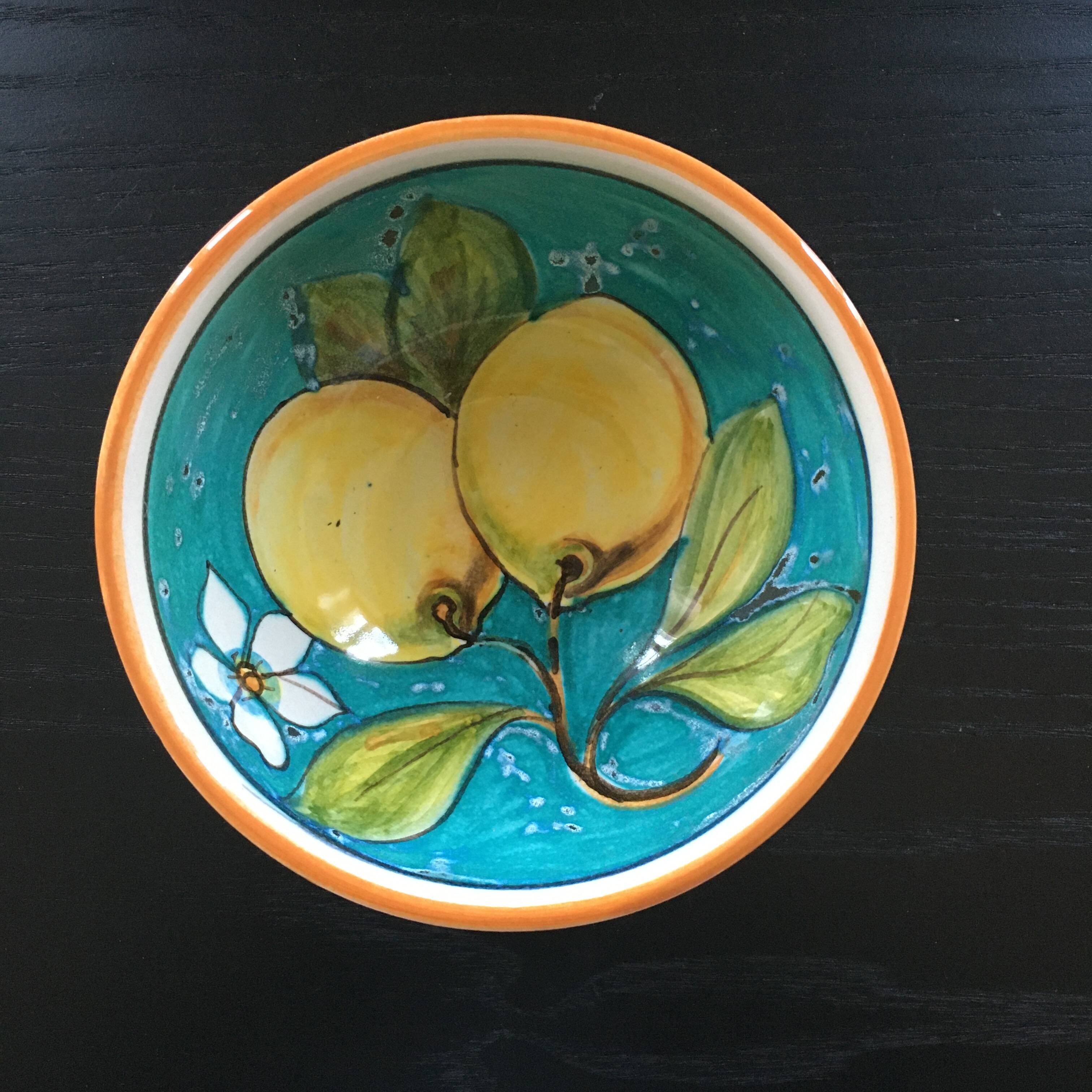 Italian bowl painted lemon decor