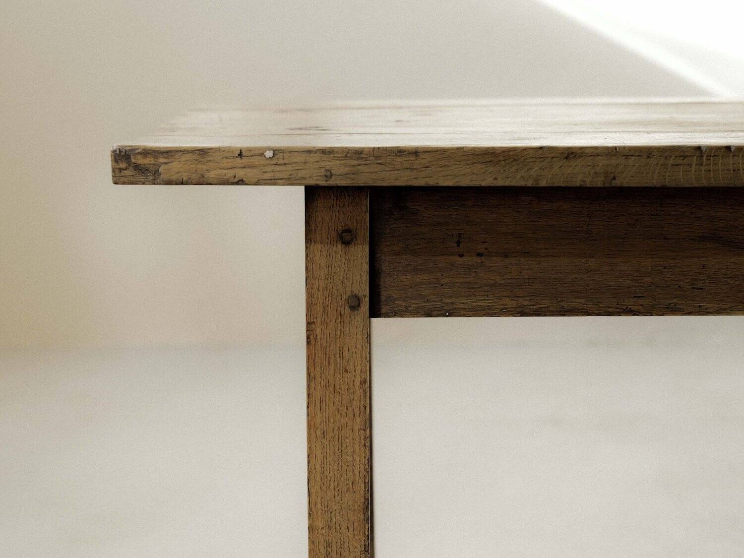 Handcrafted solid oak farmhouse table – France, 1950s