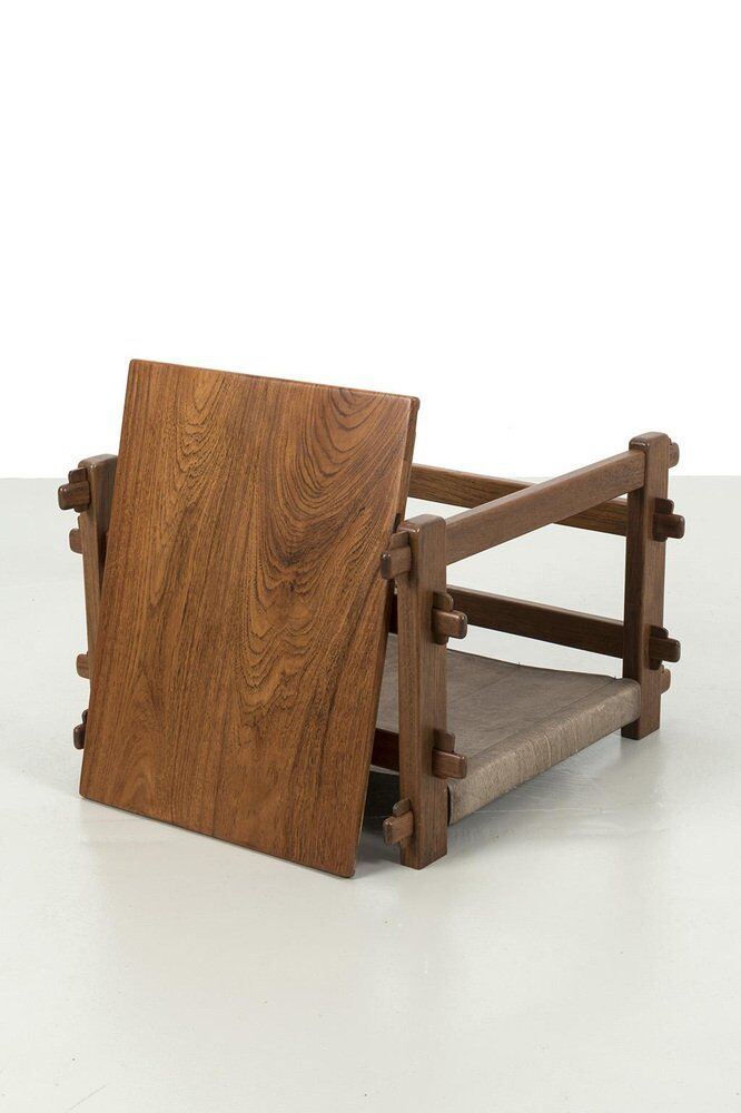 Brutalist Coffee Table with Magazine Holder