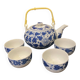Blue and white ceramic tea set