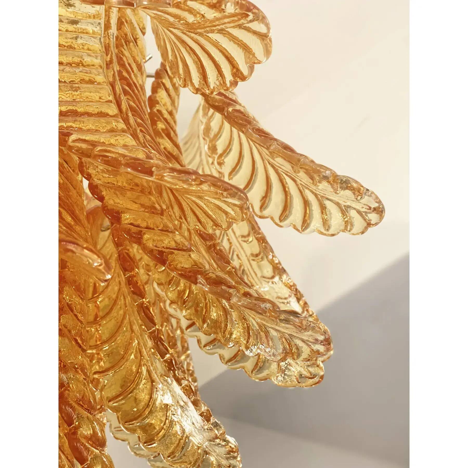 Italian Contemporary Amber "Felci" Murano Glass Wall Light