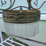 Former chandelier Tulips depolis glass 1900 bonze or brass