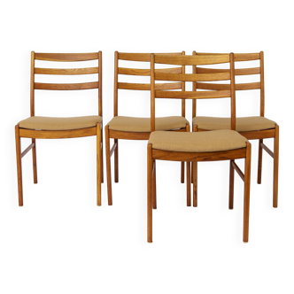 4 Vintage Swedish Oak Chairs | Alb Johansson & Söner | 1960s | One Repaired