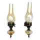 Matching pair of bronze wall sconces oil lamp style