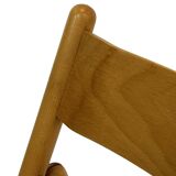 Chaise pliante minimaliste en bois et cannage, années 80