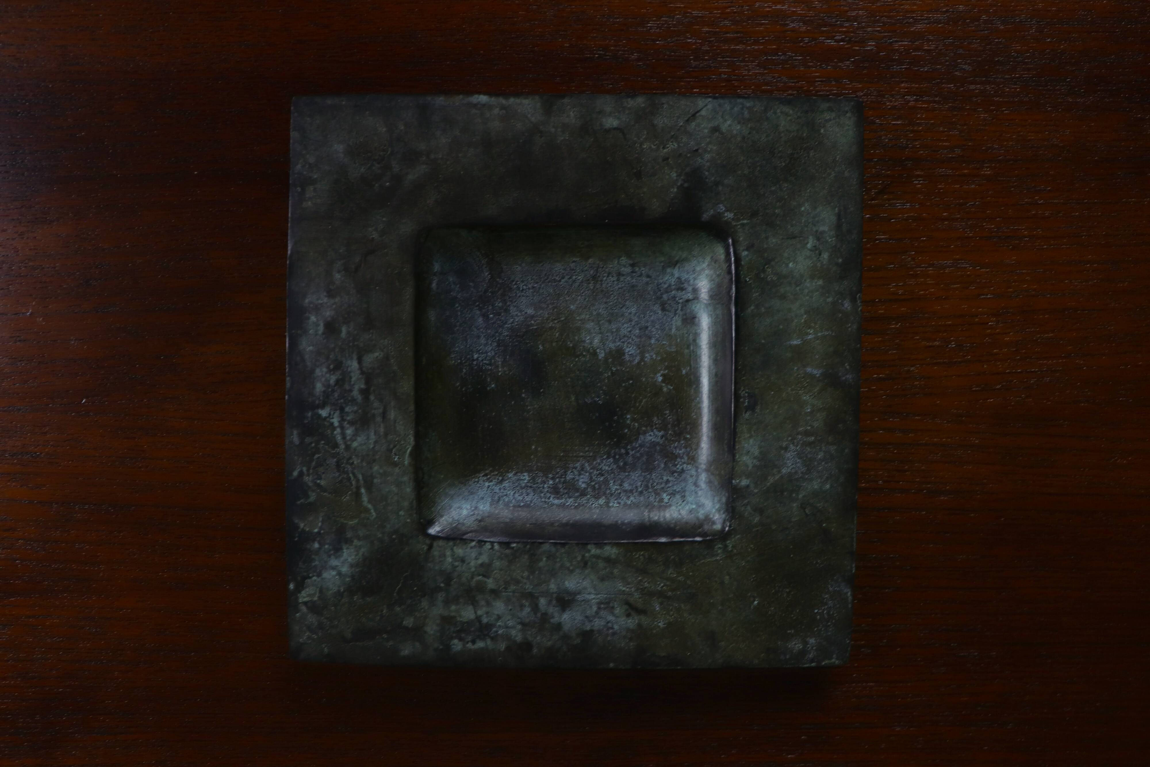 Brutalist metal patinated catchall bowl