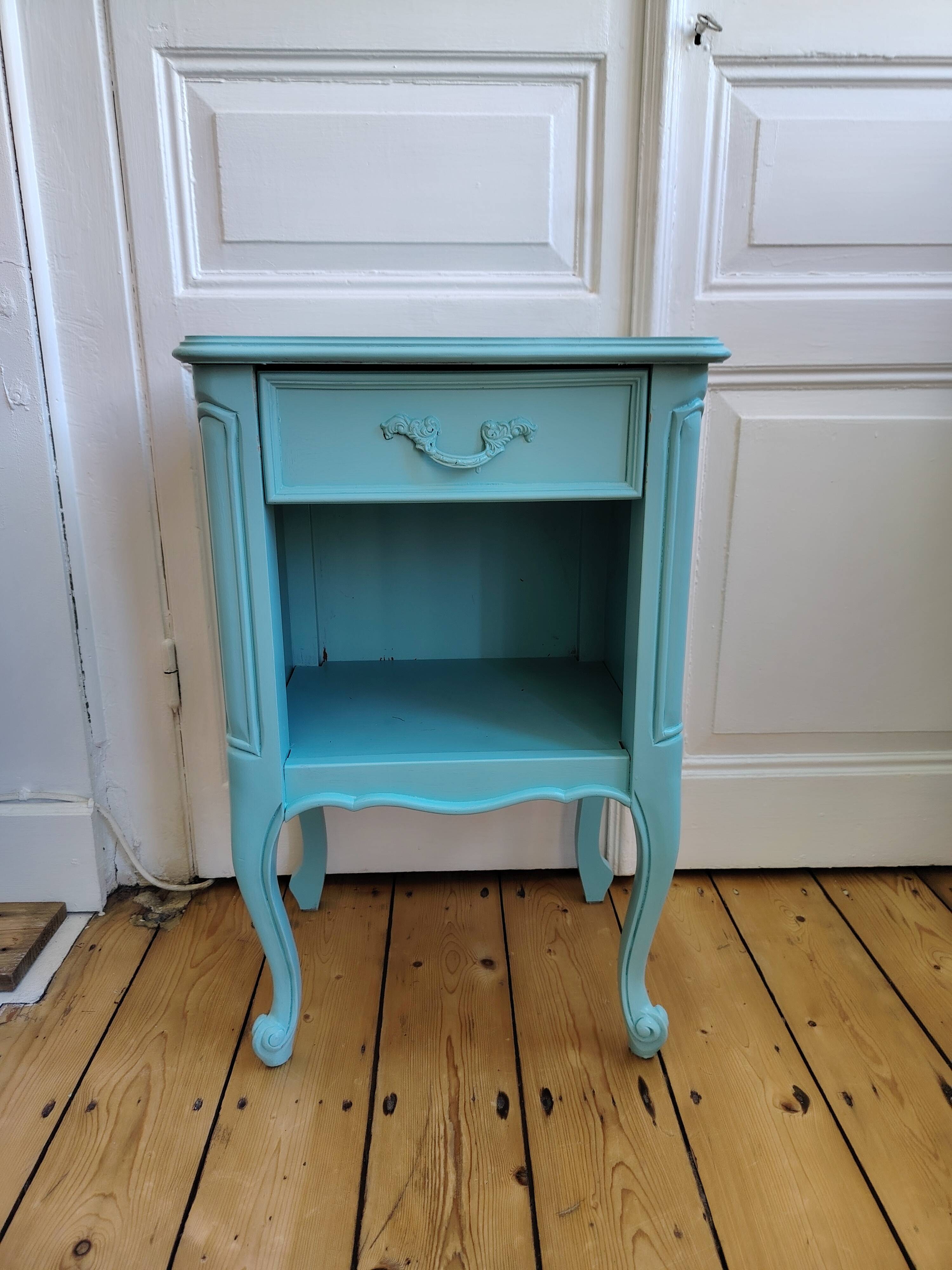 Chevet vintage style Louis XV peint en bleu