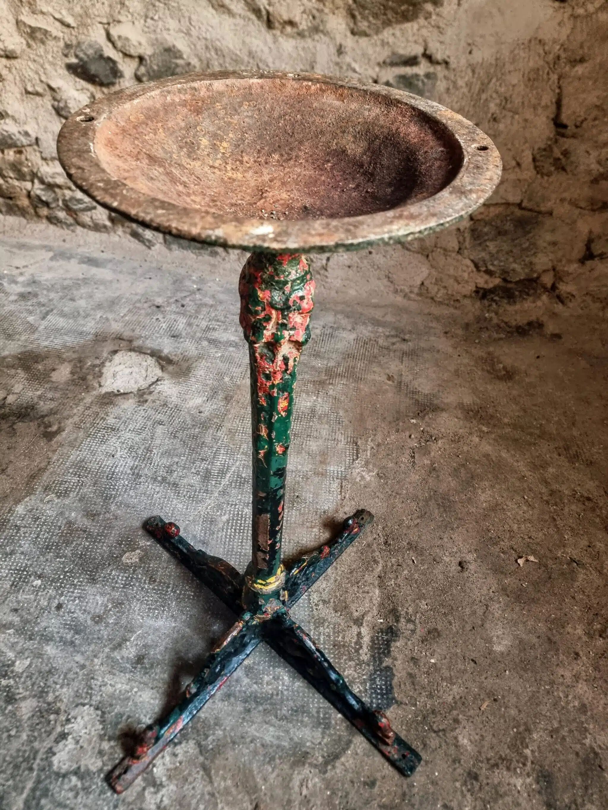 Bistro table / old garden with a cast iron base and stone top, France