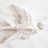 Set of three swallows in white earthenware