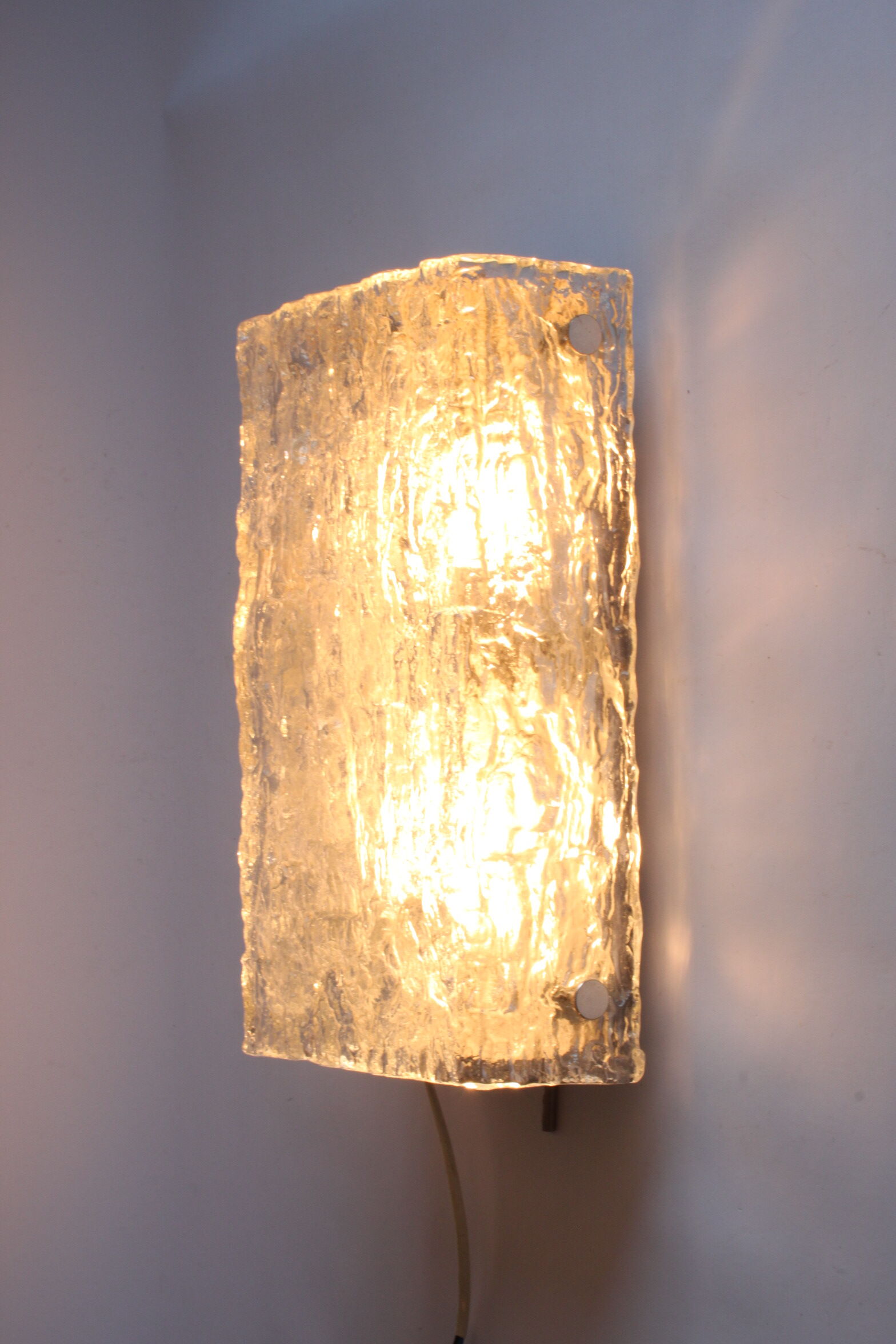 Ice glass wall sconce by Kaiser Leuchten, Germany 1960