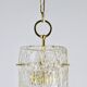 J.T. Kalmar Vienna Midcentury Textured Ice Glass Tube Brass Pendant Lamp, Austria, 1950s