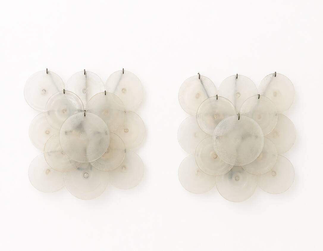 Pair of Carlo Nason Wall Lamps With Murano Glass Discs - 1960s