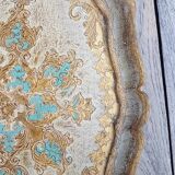 Florentine tray in painted and gilded wood