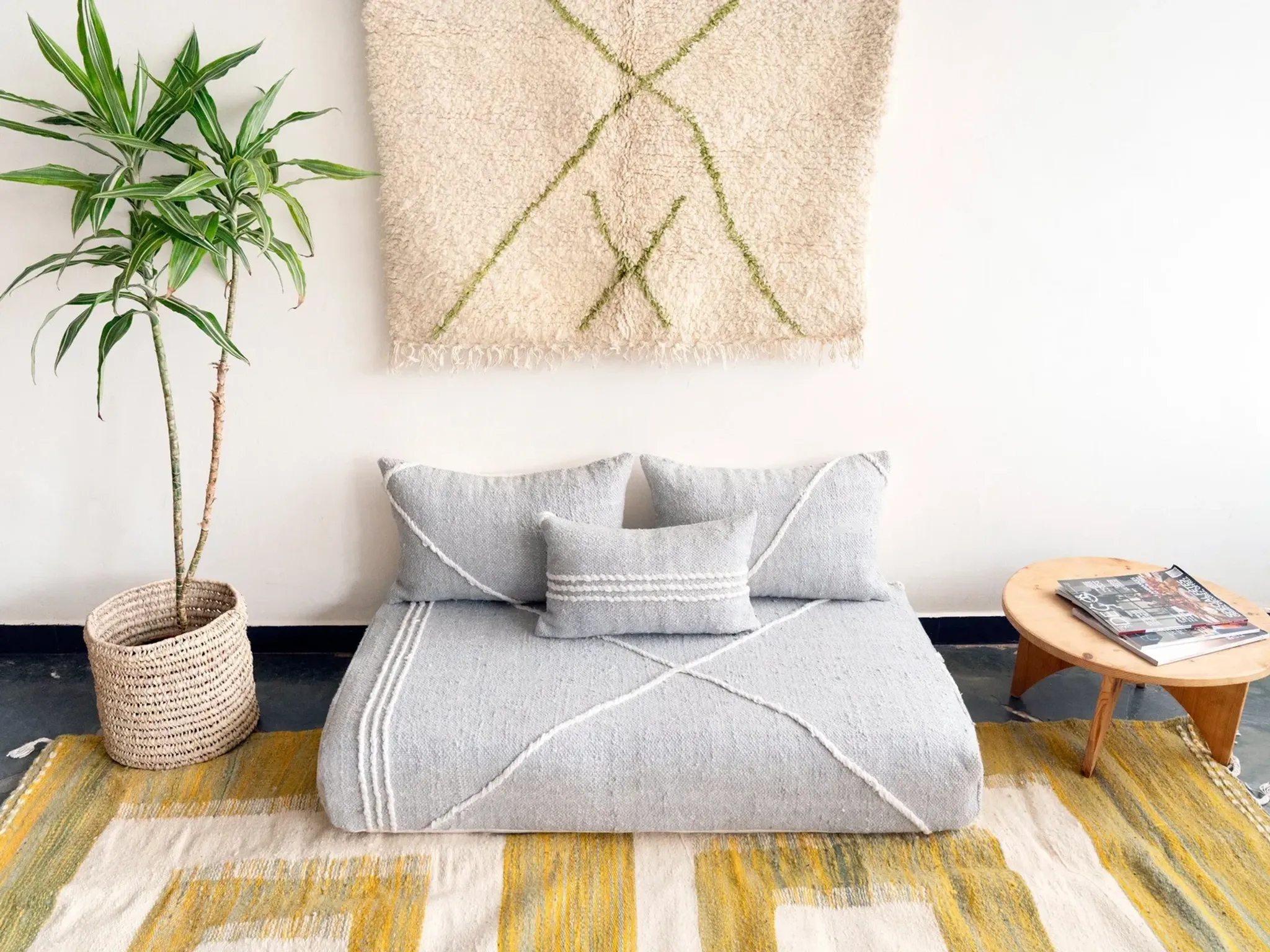 Light grey Moroccan floor sofa cover