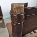 Set of 5 Spanish Leather and Oak Chairs