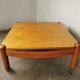 Square coffee table in solid blond wood 80s