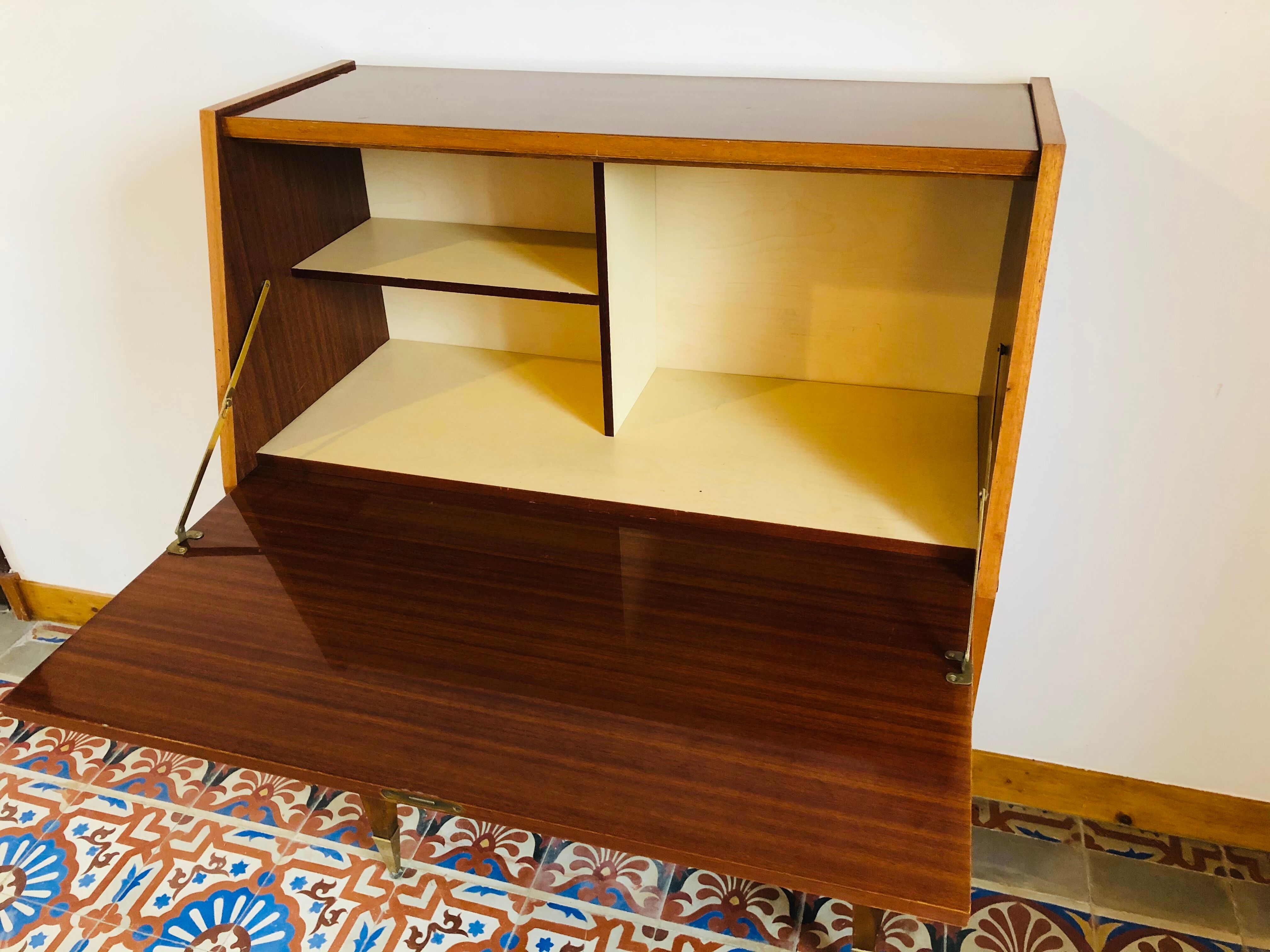 Vintage secretary in varnished mahogany 1970