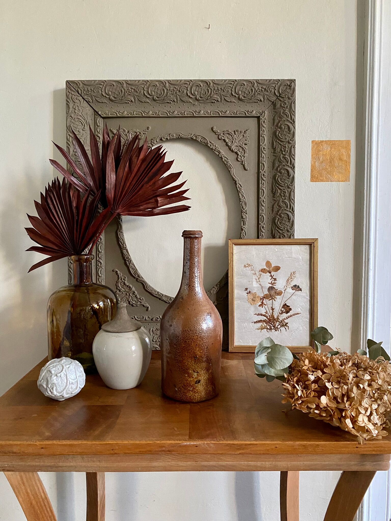 Old glazed stoneware bottle