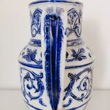 Blue and white pitcher