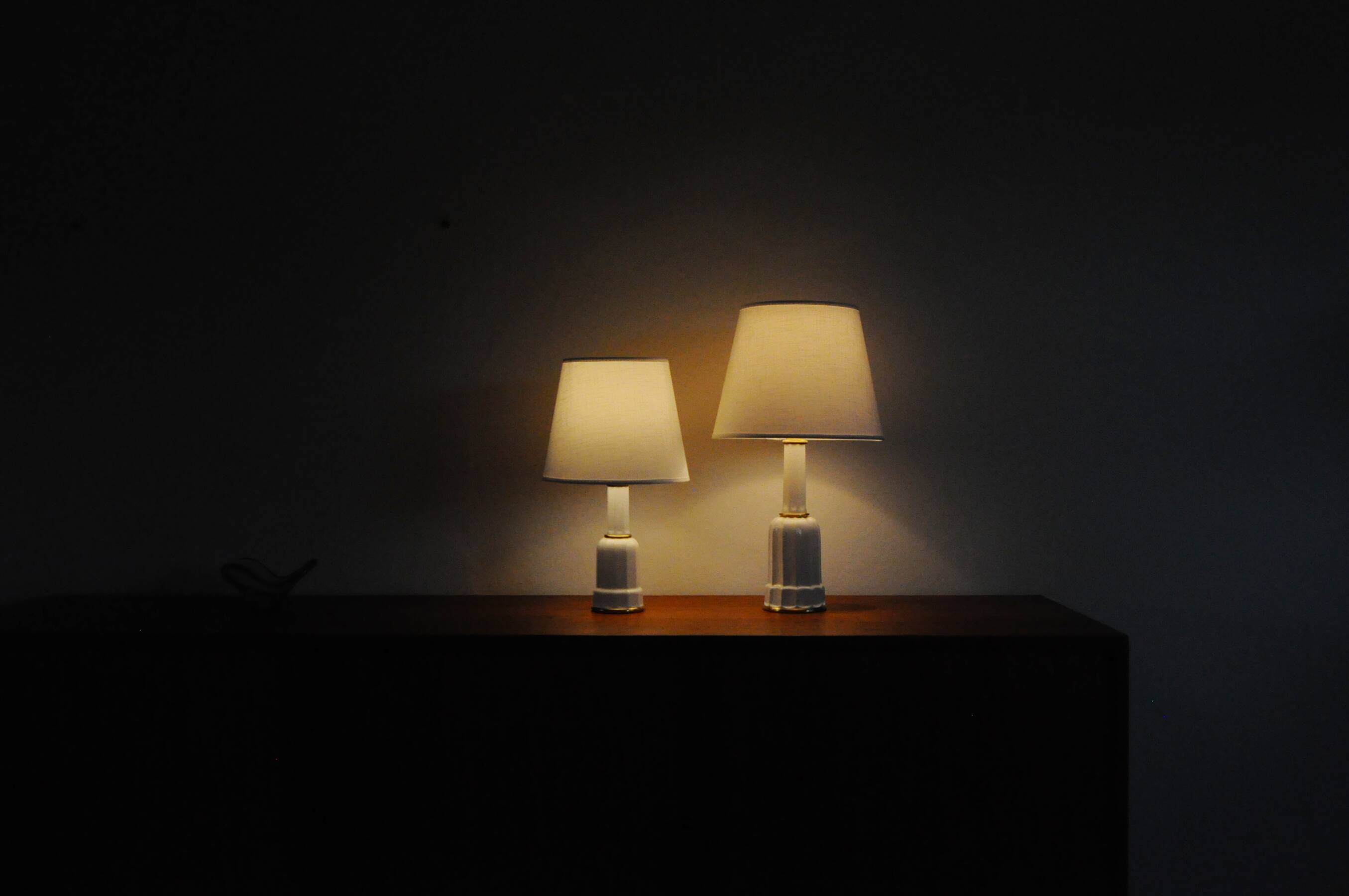 Classic Danish Heiberg table lamps in porcelain