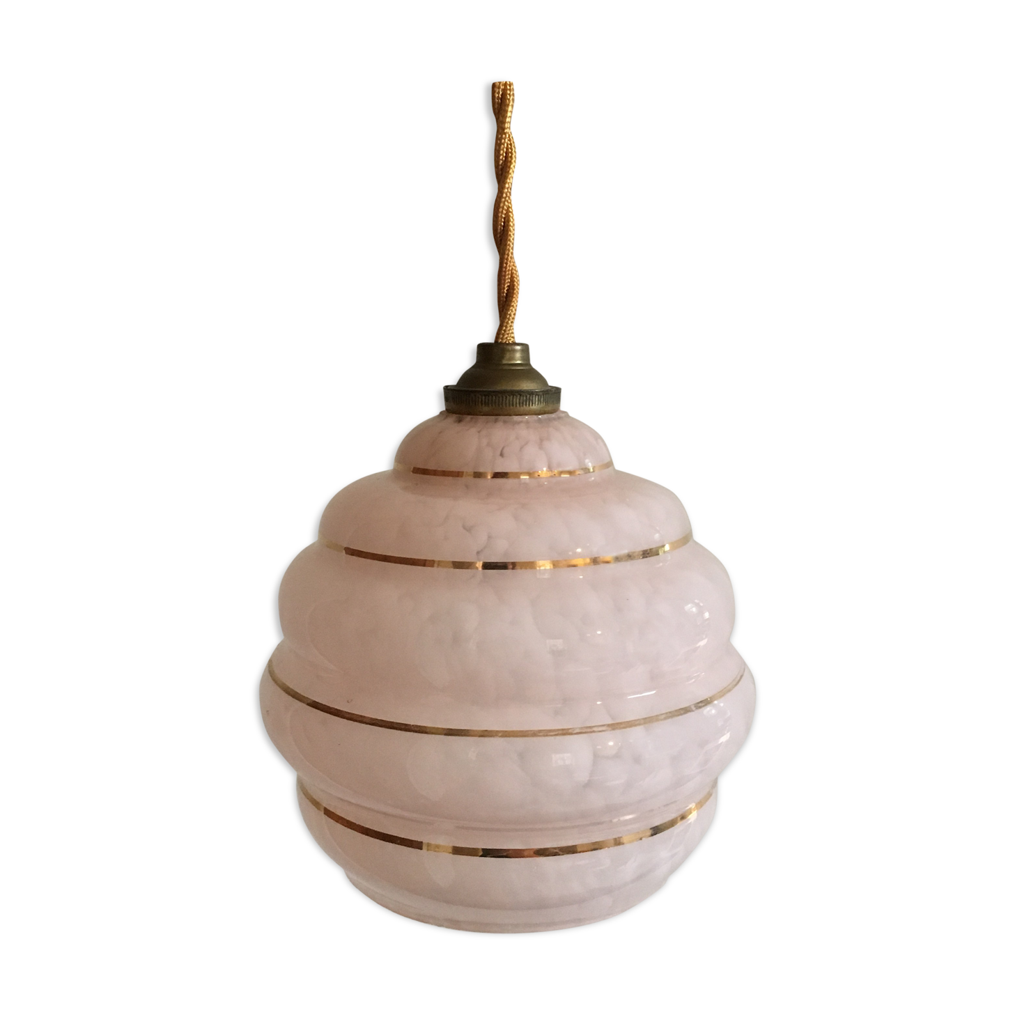 Pink Clichy glass globe hanging lamp