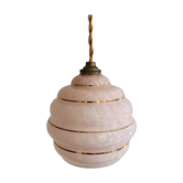 Suspension globe en verre de Clichy rose