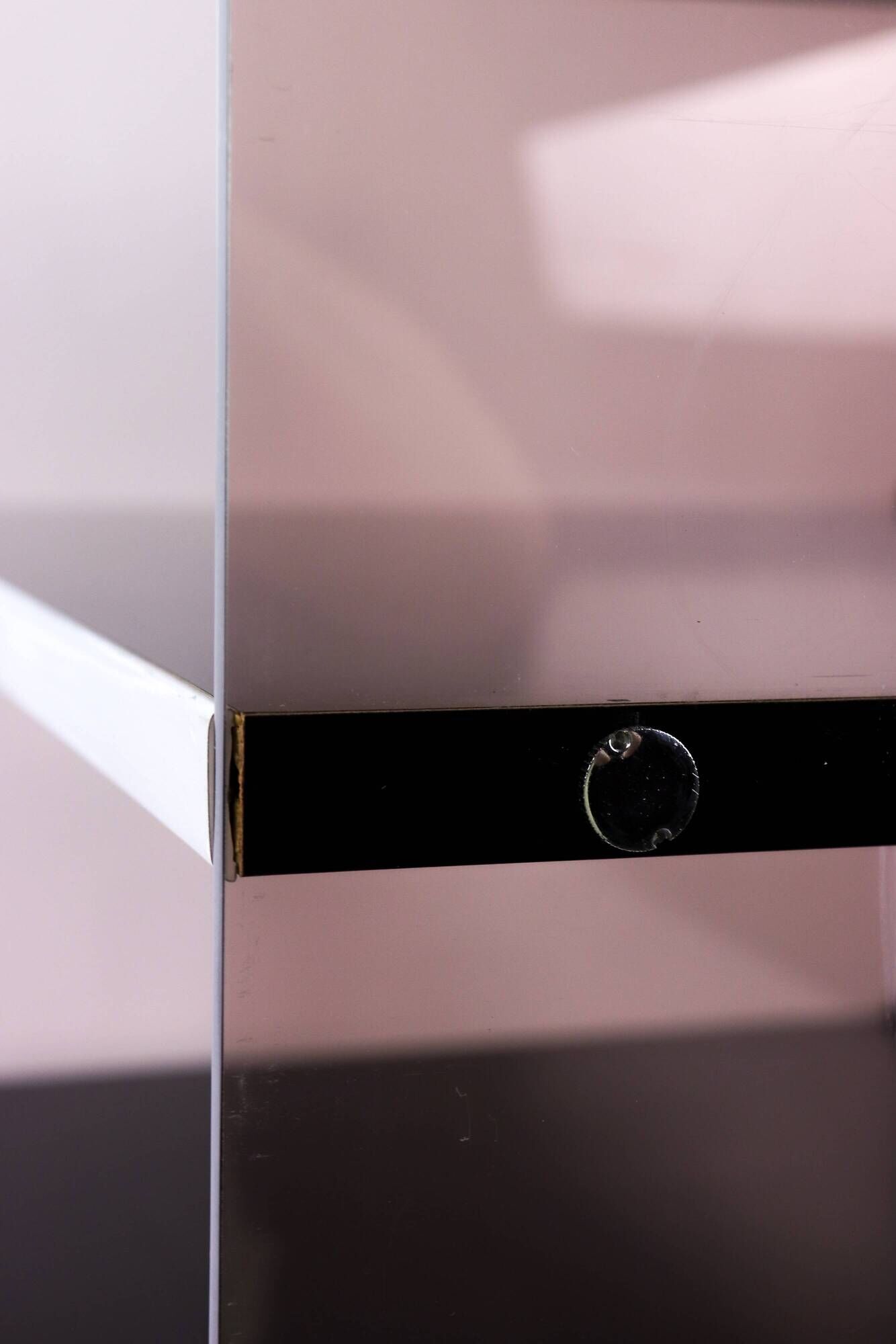 Meuble Hifi, range vinyles en plexiglas fumé par Eric Maville, années 70