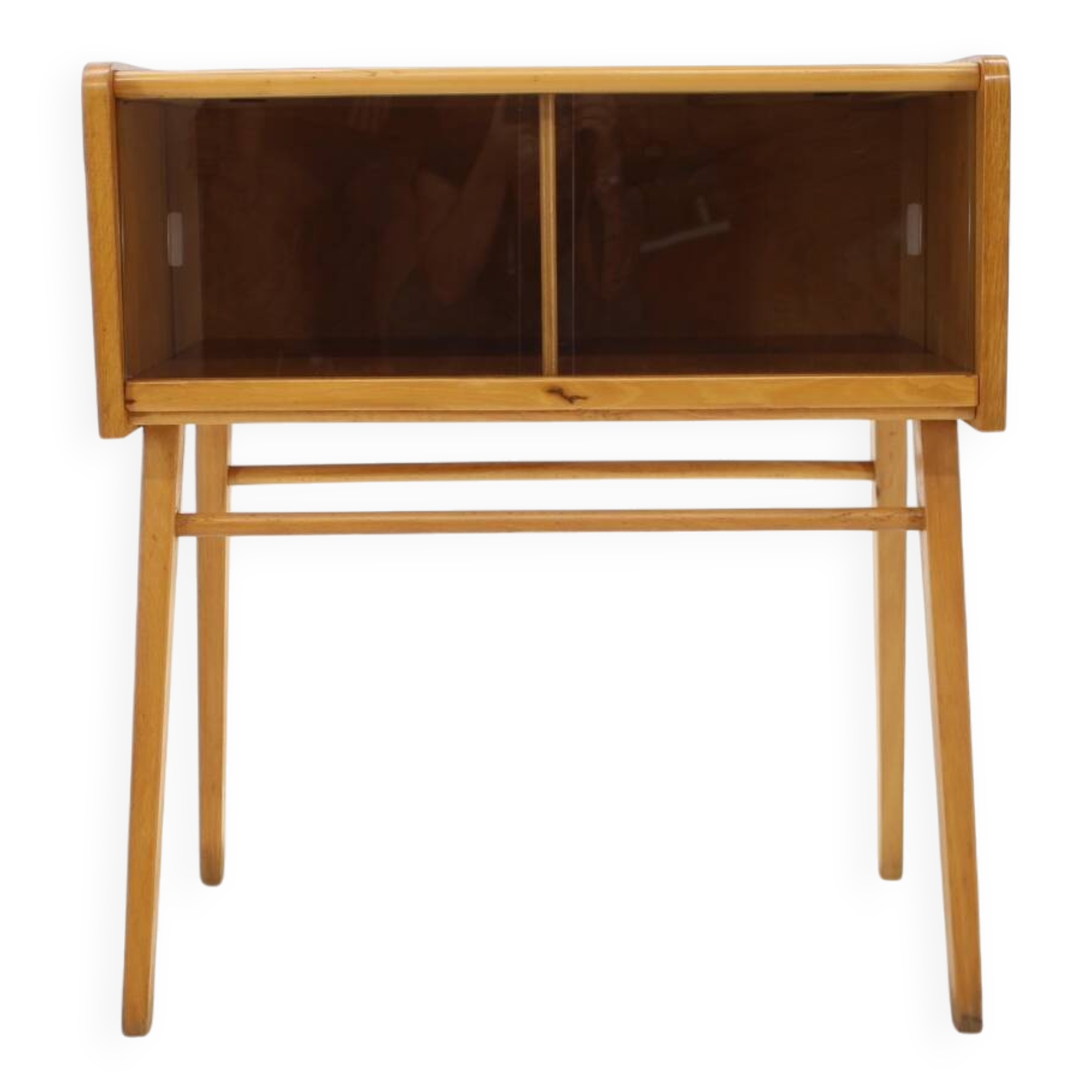 1960s Oak and Glass Cabinet, Czechoslovakia