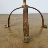 Large "Arts & Crafts" style lamp in beaten iron with a golden patina.