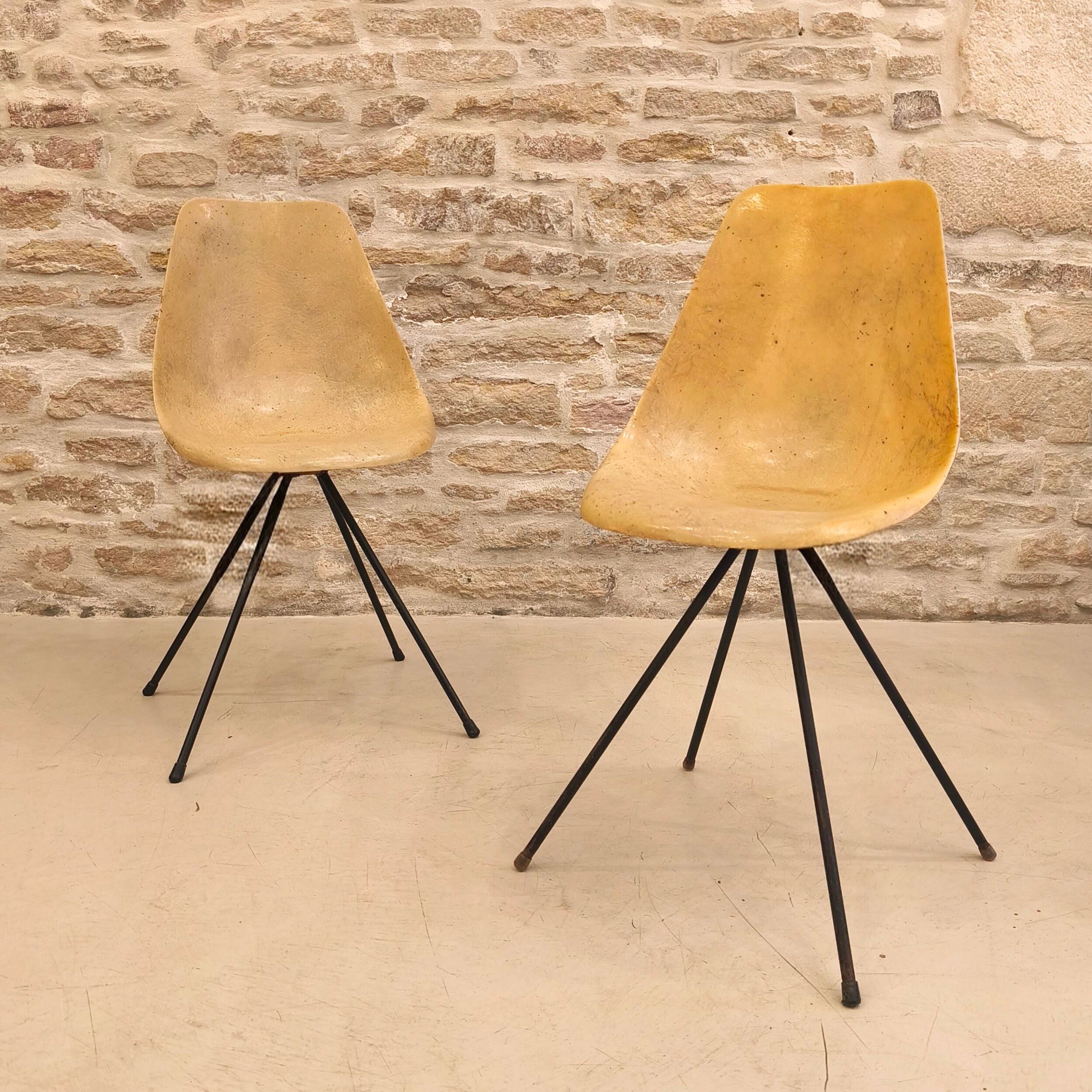 Paire de chaises design Jean Raymond Picard édition Seta, 1950