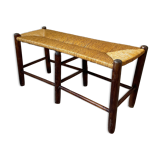 Banc bois et paille rustique
