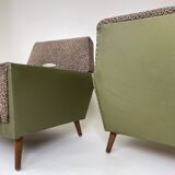 Pair of 1950s Lounge Chairs with Teak Arms