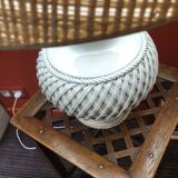 White earthenware lamp - Wicker lampshade