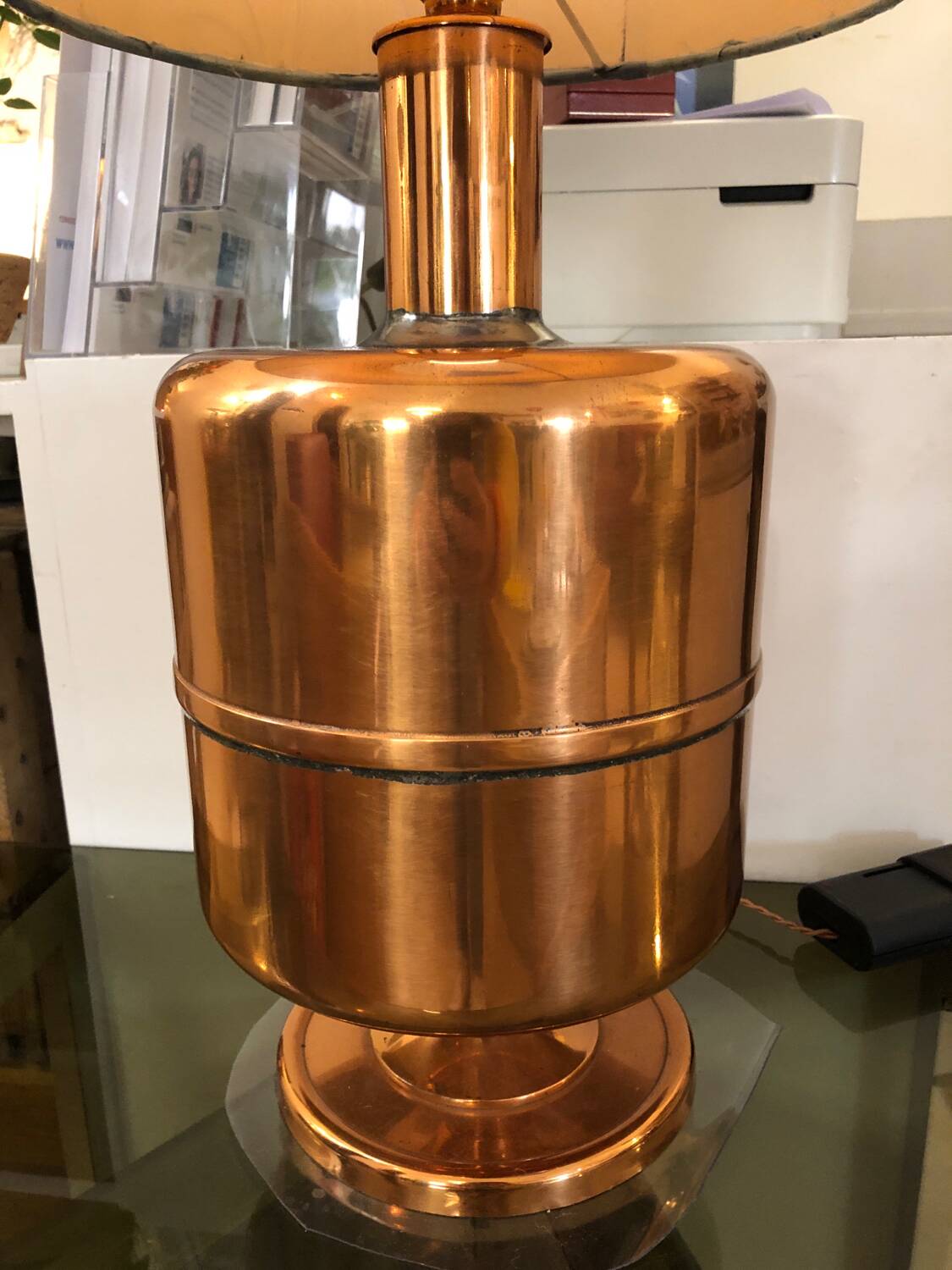 Copper and silk lamp, 1970