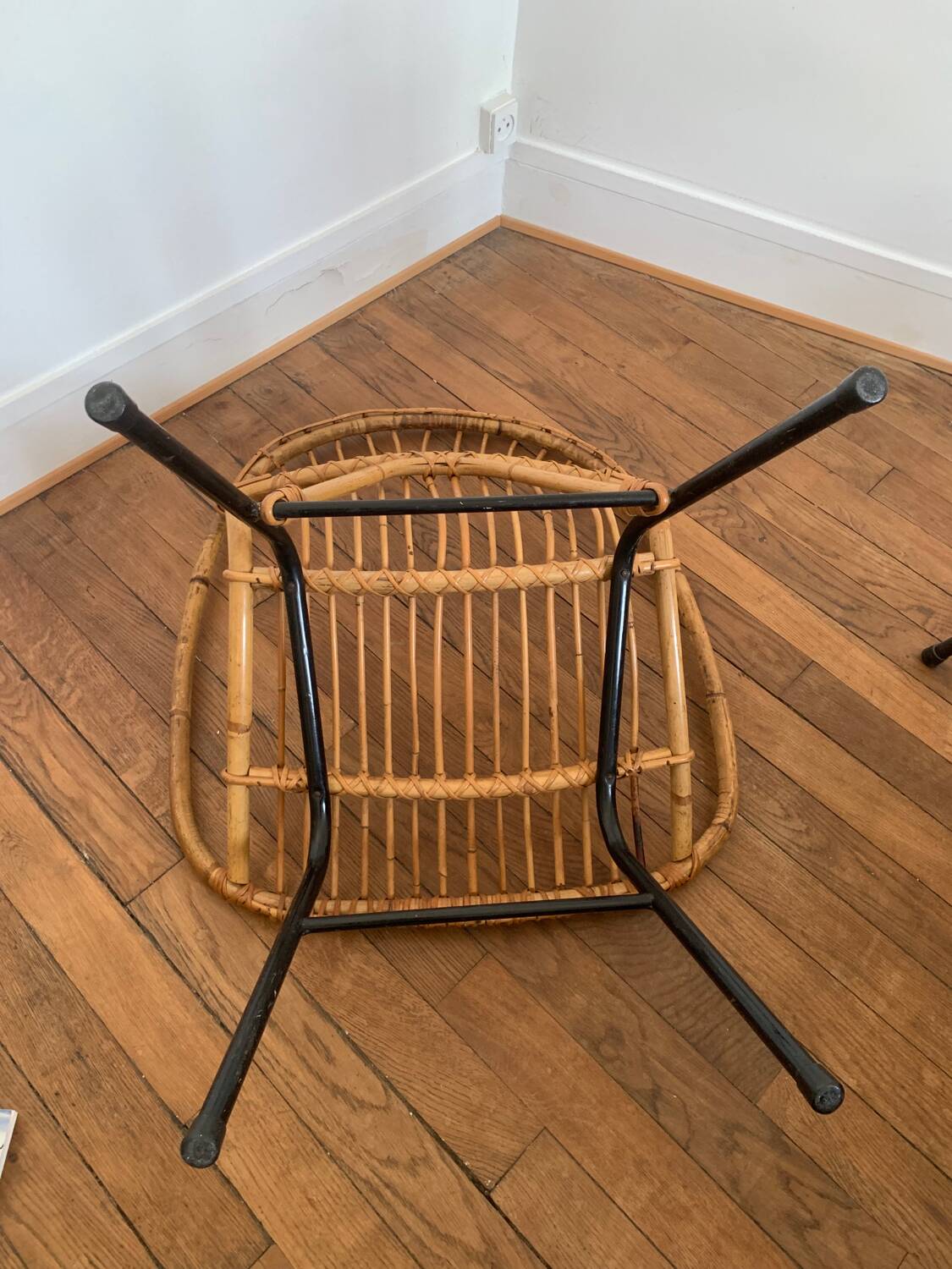 Pair of vintage rattan armchairs