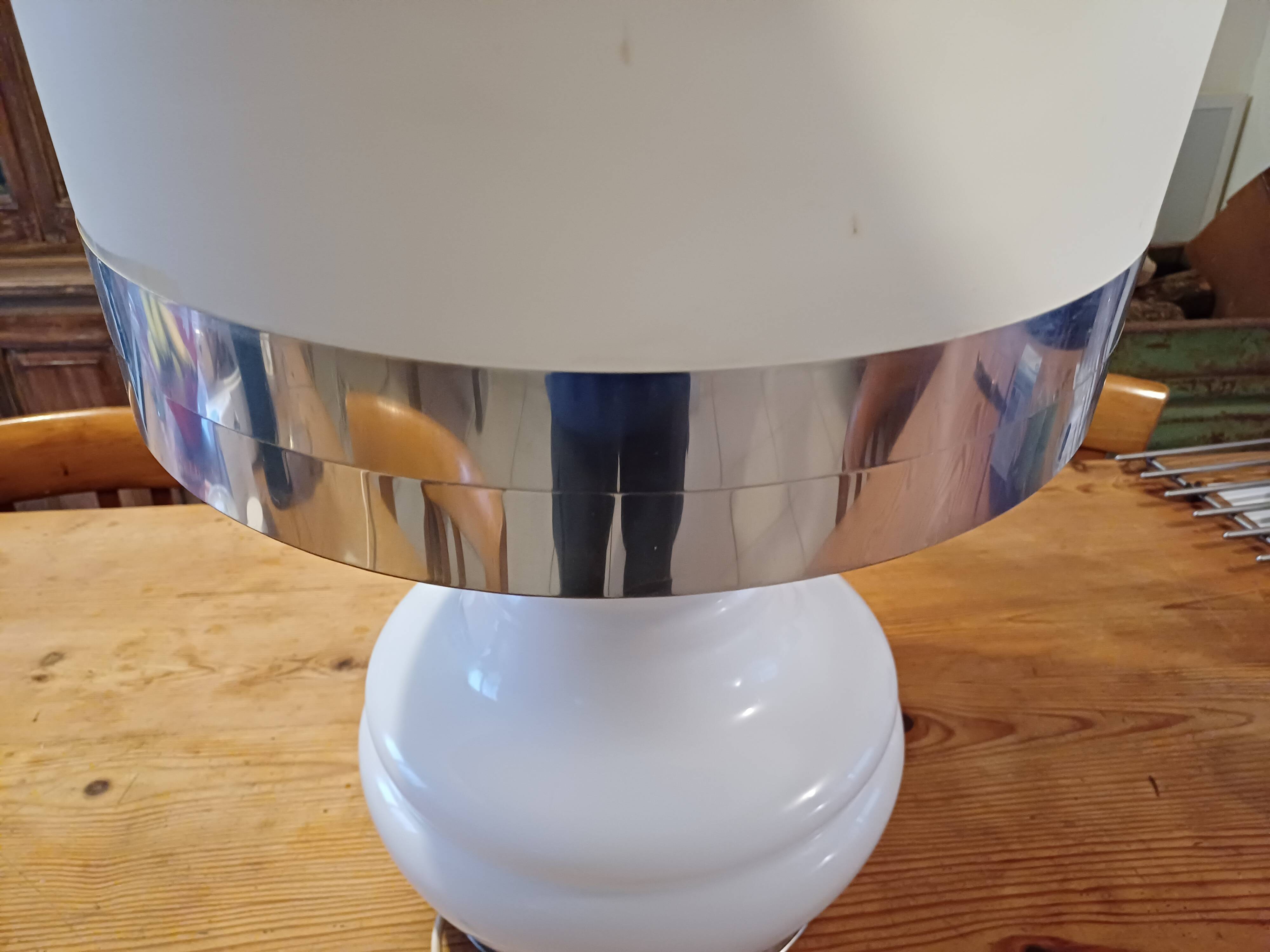 Vintage 1970s White Opaline Lamp