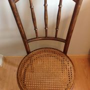 Chaise bistrot Fischel avec assise cannée vintage années 20/40