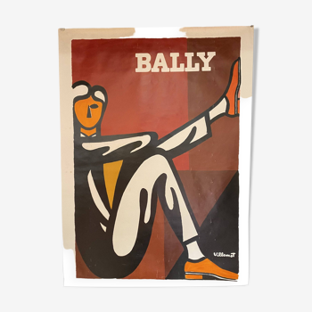 Affiche Bally Homme par BERNARD VILLEMOT - Grand Format - Signé par l'artiste - On linen