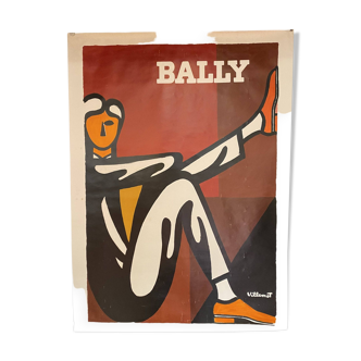 Affiche Bally Homme par BERNARD VILLEMOT - Grand Format - Signé par l'artiste - On linen