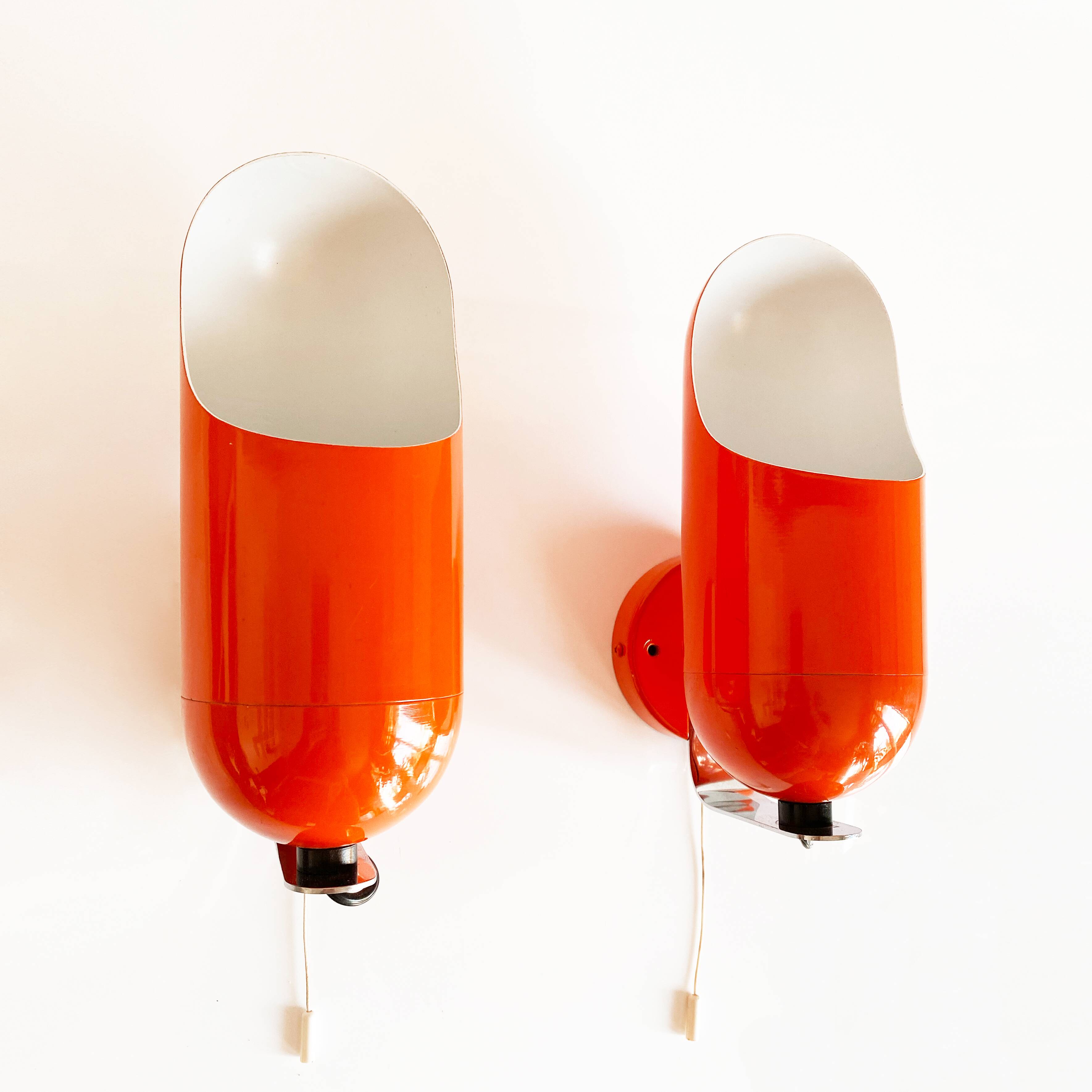 Pair of Space Age wall sconces by Raak, Netherlands, 1970s