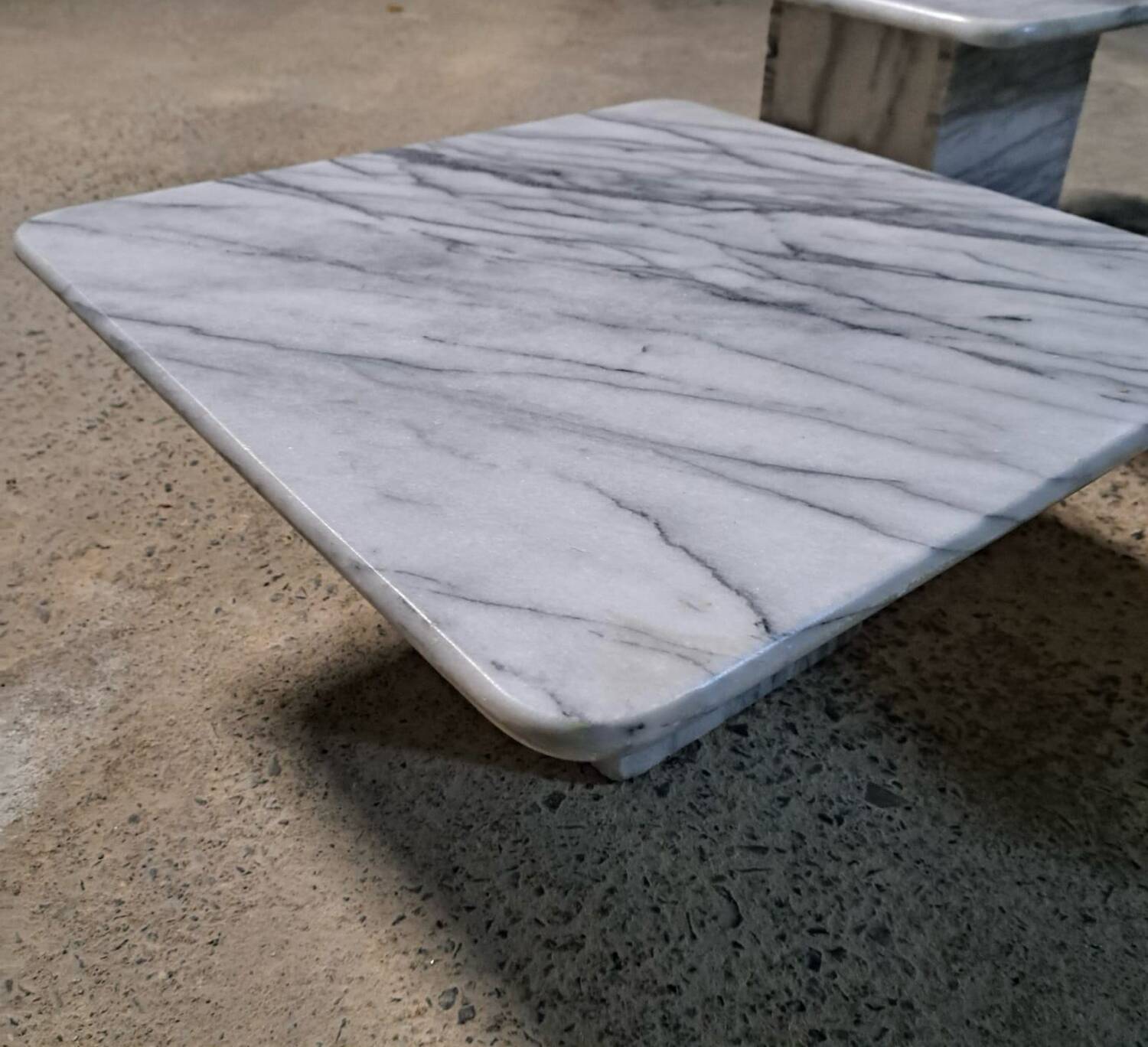 Trio vintage nesting coffee table square marble carrara calacatta white italian