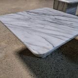Trio vintage nesting coffee table square marble carrara calacatta white italian